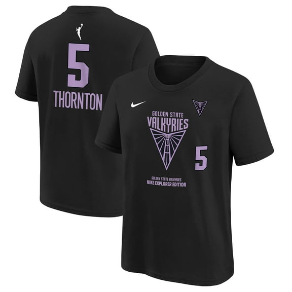 Youth Nike Kayla Thornton Black Golden State Valkyries Explorer Edition Player Name & Number T-Shirt