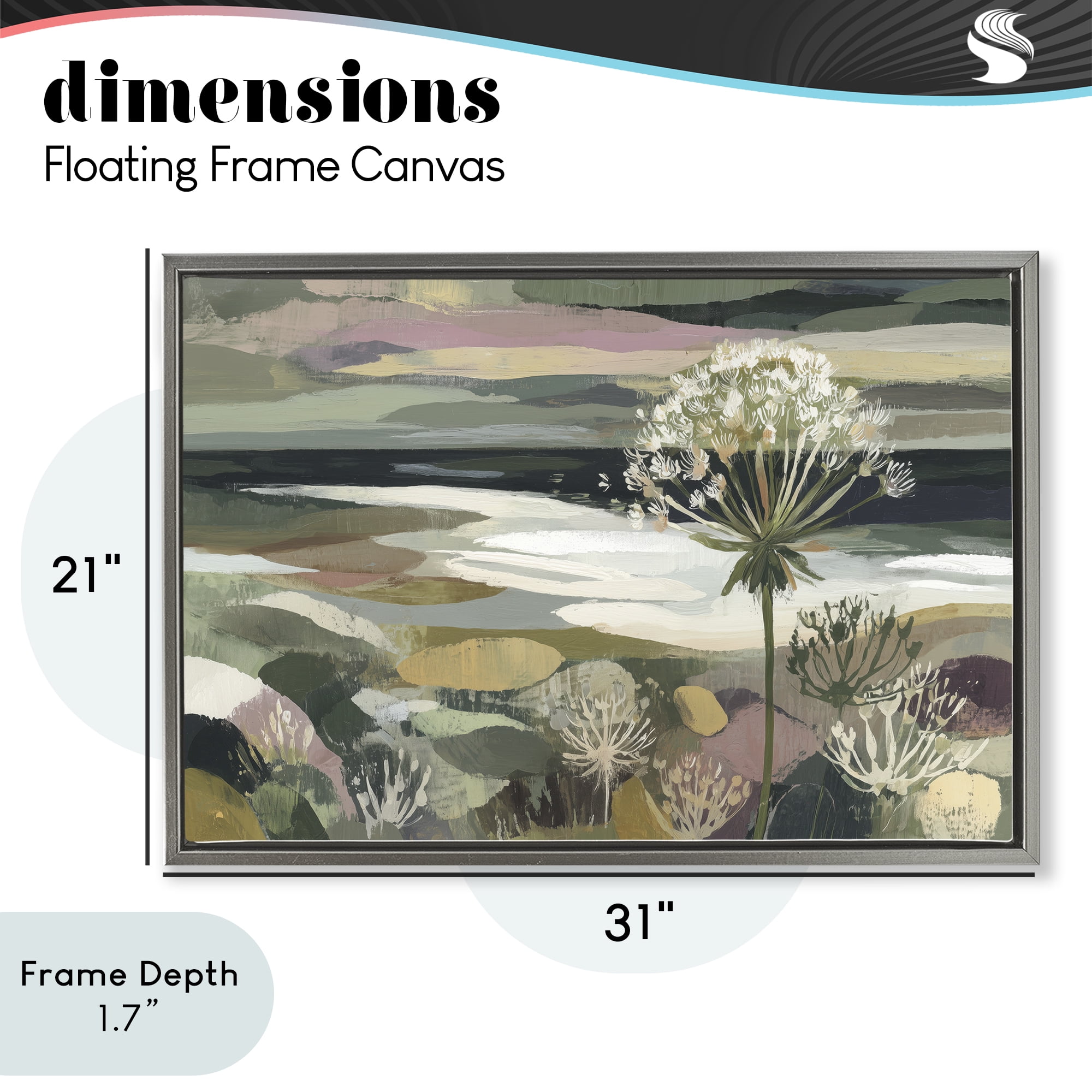 Stupell Industries Dandelion in Misty Meadow Gray Framed Floater Canvas Wall Art, design by Chromatic Storm Studio