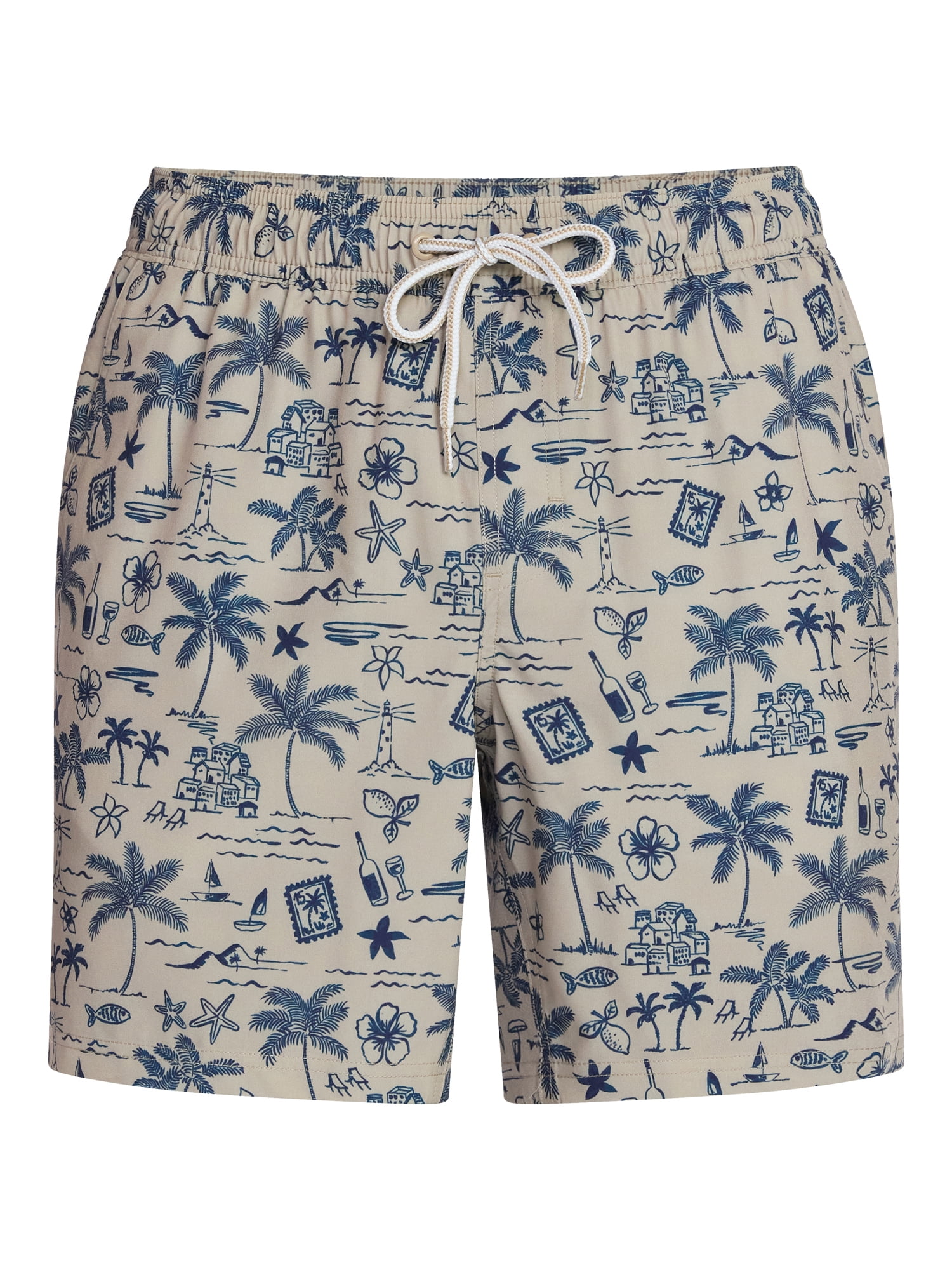 George Men's and Big Men's Performance Lined Swim Trunks, 5" Inseam, Sizes S-3XL