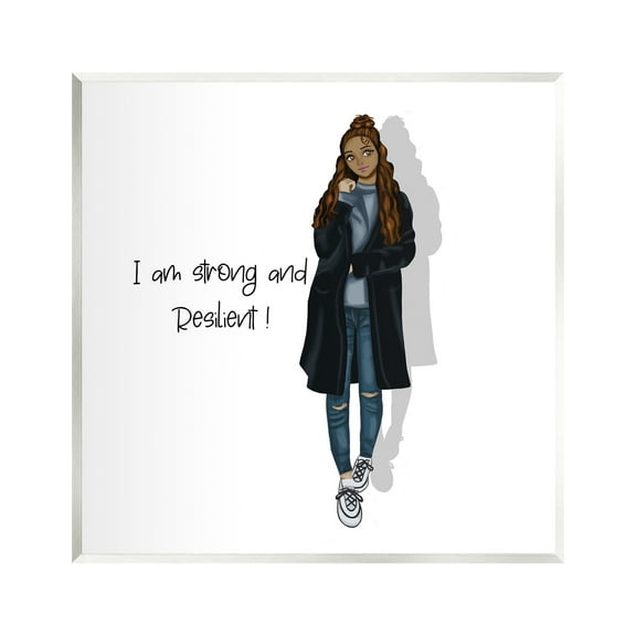 Stupell Industries Strong & Resilient Female Inspirational Painting Unframed Art Print Wall Art, 12 x 12