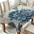 thumbnail image 4 of 60x90 Inch Tablecloth Polyester Square Tablecloth for Home Kitchen Dinner Decor Blue Flower with Butterflies, 4 of 9
