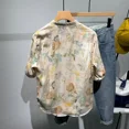 thumbnail image 5 of Camisas para hombre Camisa de hombre de media manga con estampado floral colorido Moda 2024 Venta Tops de estilo coreano social Nuevo en I Xxl, 5 of 5