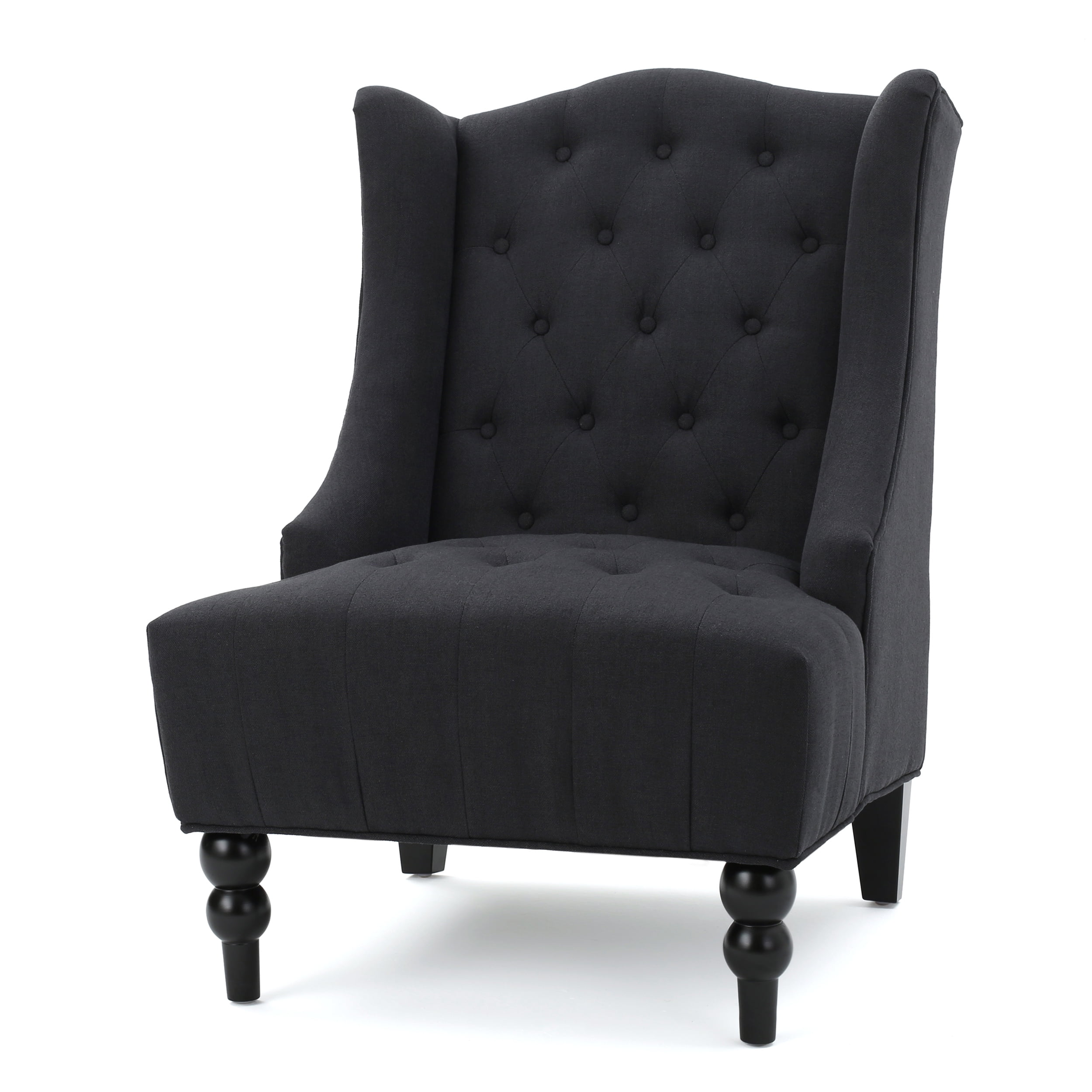 Adriana Tufted Back Fabric Club Chair, Dark Charcoal