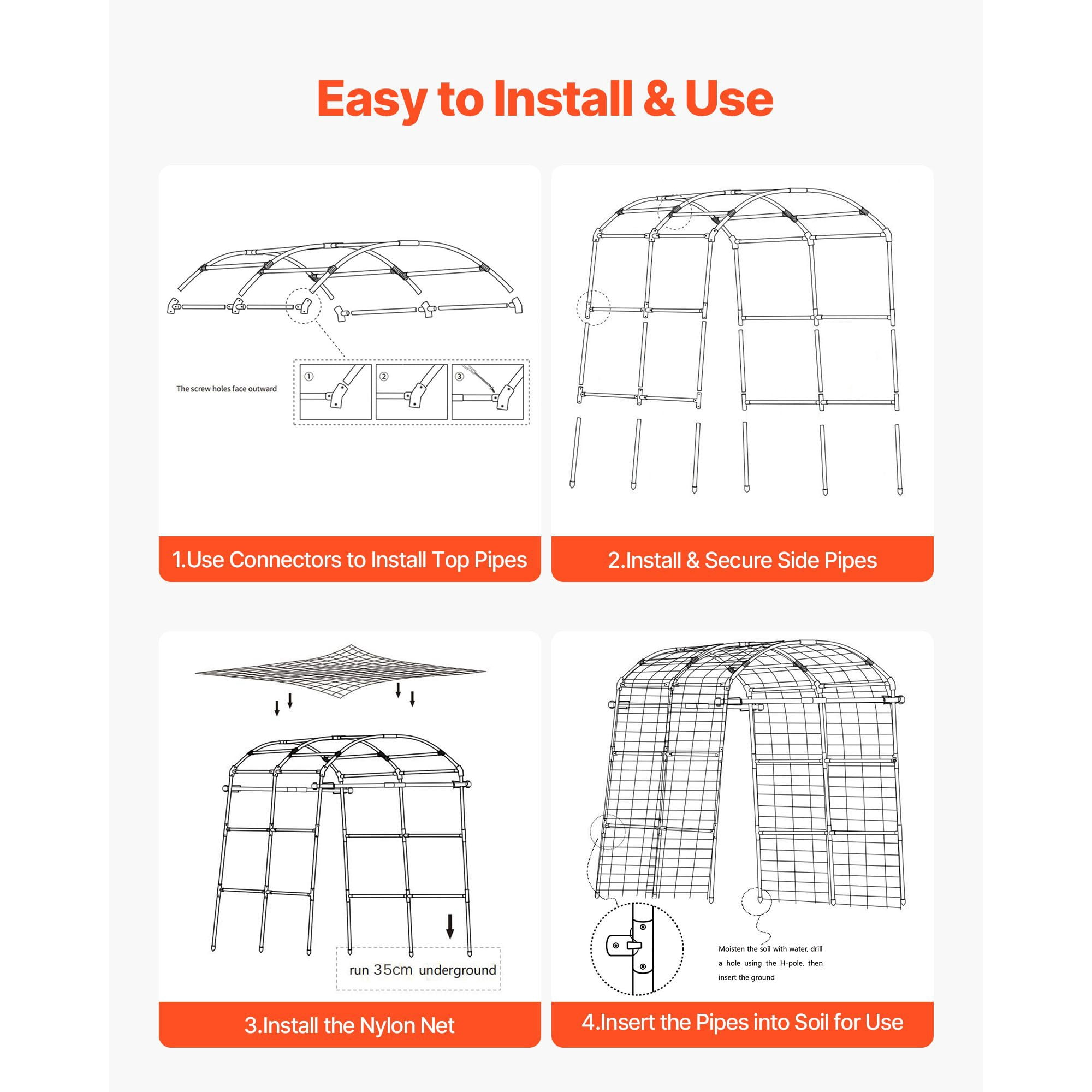 70.87X44.09x82.99 inch U-shaped metal climbing vine plant rack, cucumber, beans, tomato support arch, high bed garden