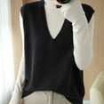 thumbnail image 5 of FAIWAD Women's Sleeveless V Neck Sweater Vest Solid Color Loose Pullover Knitwear Tank Tops, 5 of 5