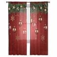 thumbnail image 6 of Christmas Sheer Curtains 63 Inch Length 2 Panels Set, Semi Transparent Voile Rod Pocket Curtains for Living Dining Room Bedroom Drapes Red Xmas Balls Pine Branches Snowflakes Winter, 6 of 8