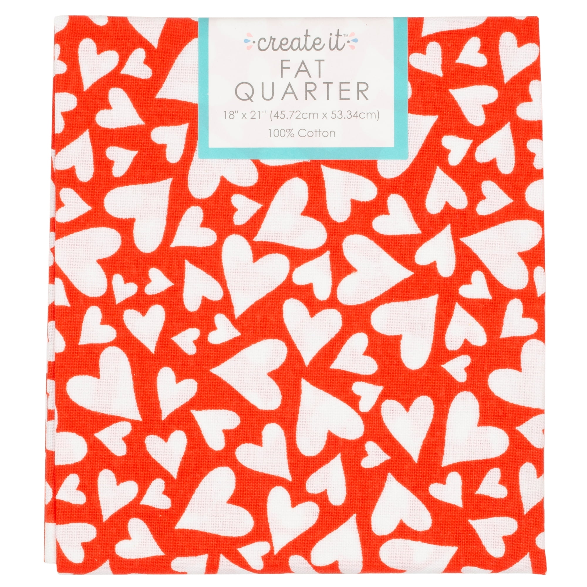 Create It 18"x21" Cotton Hearts Precut Sewing & Craft Fabric, Red 10 Pieces