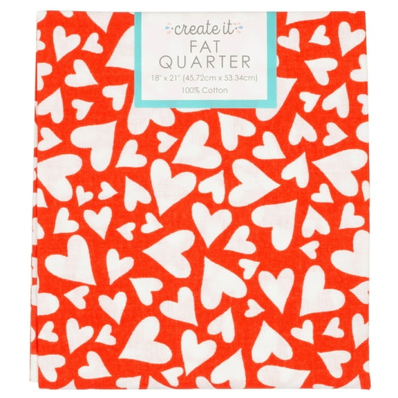 Create It 18"x21" 100% Cotton Bold Hearts Precut Sewing & Craft Fabric, Red 1 Piece
