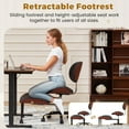 thumbnail image 5 of EROMMY Criss Cross Chair with Wheels Retractable footrest, Wide and Thickened ADHD Chair, Ergonomic Cross Legged Kneeling Desk Chairs, Black & Brown, 5 of 8