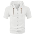 thumbnail image 1 of pstuiky camisetas para hombre, Blusa de manga corta con cuello vuelto, transpirable, con botones y color liso para hombre camisas casuales para hombre s, 1 of 5