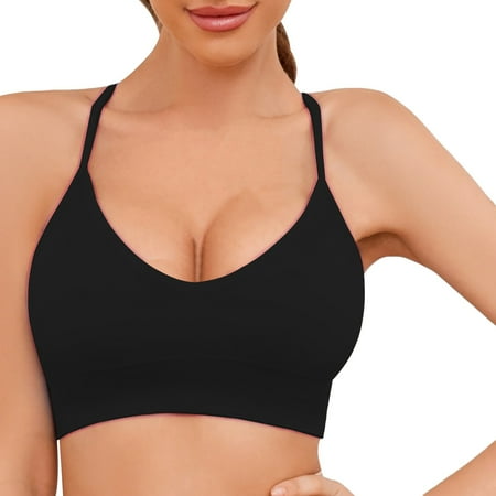 Women s Bra Women S Knitted Thread Fixed Shoulder Strap Strap Triangular Cup Backless Back Sports Bra Black Women s Bra XL