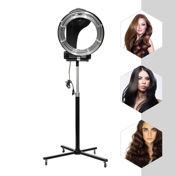 Professional Infrared Hair Processor, 27.17x19.69in Disc Design, Even Heating with Anti-Scald Neck Support, Freestanding with Stable Cross Base, Perfect for Barber Shops & Beauty Salons
