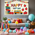 thumbnail image 4 of Happy 100th Day School Backdrop Banner Background Classroom Decoration Learning Celebration Party Supplies Student Event Festive Display Photo Booth, 4 of 5