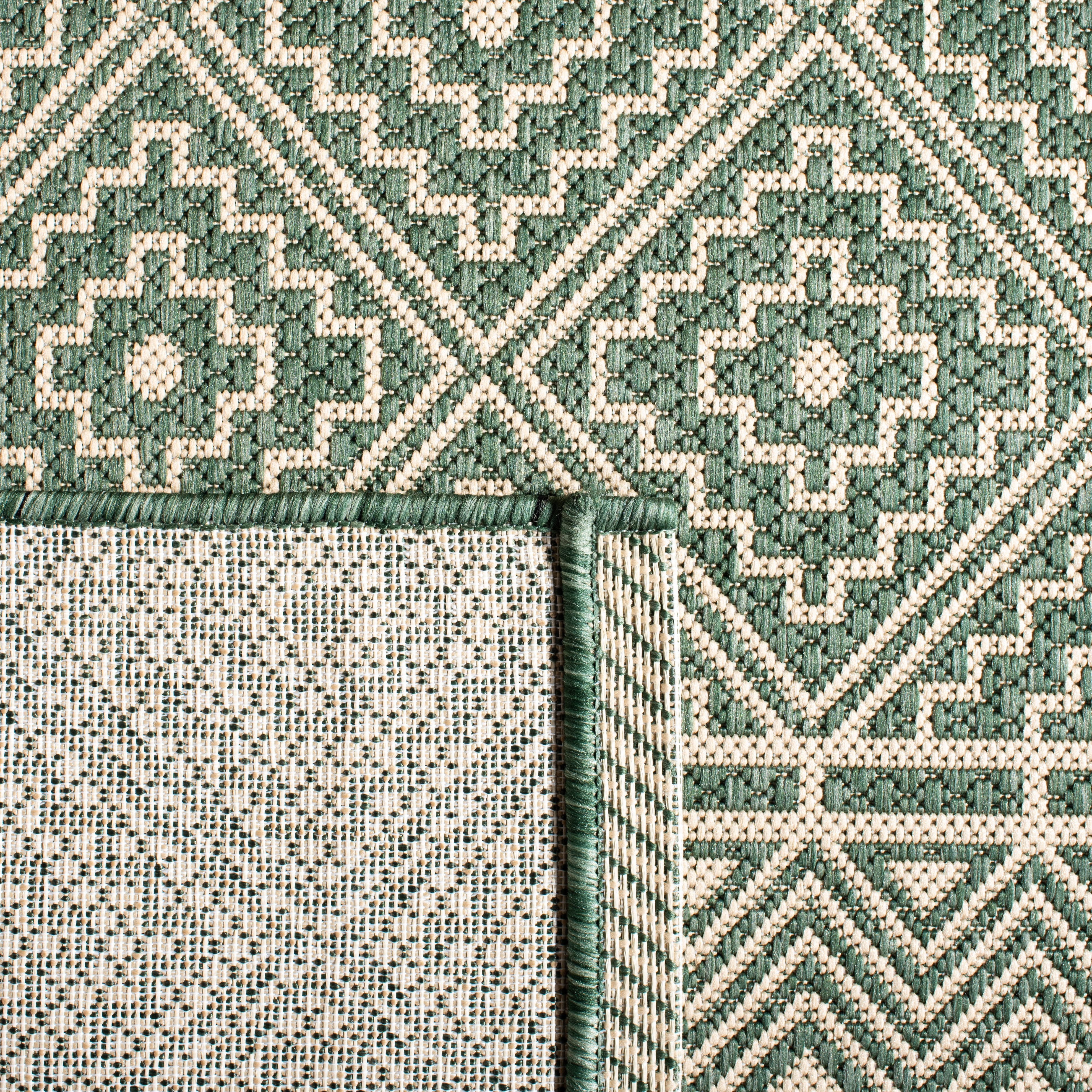 Safavieh Courtyard Asa Geometric Indoor/Outdoor Area Rug, Dark Green/Beige, 6'7" x 6'7" Round