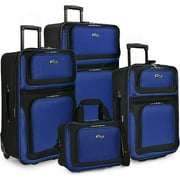 U.S. Traveler New Yorker Lightweight Softside Expandable Travel Rolling Luggage, Blue, 4-Piece Set (15/21/25/29)