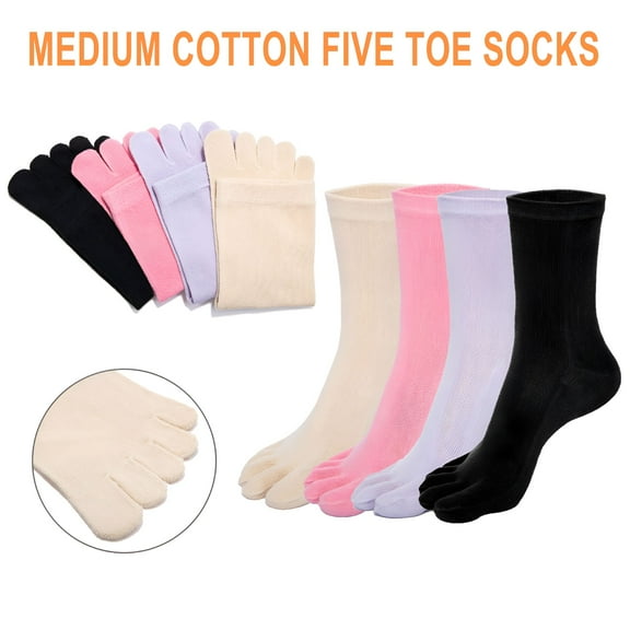TELOLY Pairs Running Toe Socks, Five Finger Trainer Socks, Toe Separator Socks for Men and Women, Pink
