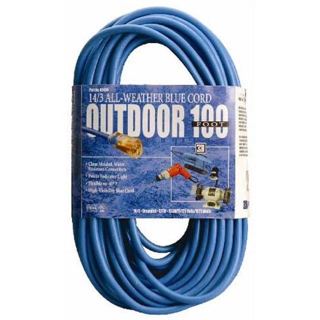 Coleman Cable 100 Pi. 14-3 Bleu Haute Visibilité-Basse Température Rallonge Extérieure 0246