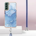 thumbnail image 3 of Case for Samsung Galaxy S23, Adjustable Detachable Crossbody Strap Neck Strap Silicone Bumper Marble Painted TPU Ultra Thin Shockproof Protective Phone Case Cover for Galaxy S23, Blue, 3 of 7