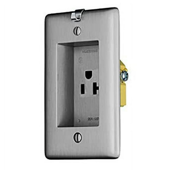 Hubbell Wiring Systems RR201CHSS tradeSELECT Standard Clock Hanger/Recessed Receptacle, 20A, 125V, Stainless Steel