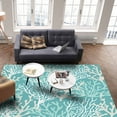 thumbnail image 4 of Area Rugs Indoor Non-Slip Rectangle Rug 5x8 Ft Summer Gradient Teal Ocean Coral Coastal Rug Rubber Backing Floor Mats Non Shedding Home Decor Carpet for Entryway Living Room, 4 of 8