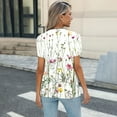 thumbnail image 6 of HAPIMO Women' Plus Size Elegant Pleated Blouses Round Neck Tees Flowy Summer Tops for Women Fashion Clothes Casual Loose Flower Print Tops Dressy Tunic Multicolor S, 6 of 6