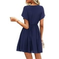 thumbnail image 4 of Sundresses for Women Casual Summer - Women's Summer Casual Dress Petal Sleeve Empire Waist V Neck Flowy Loose Swing T Shirt Dresses Party Dress, 4 of 8