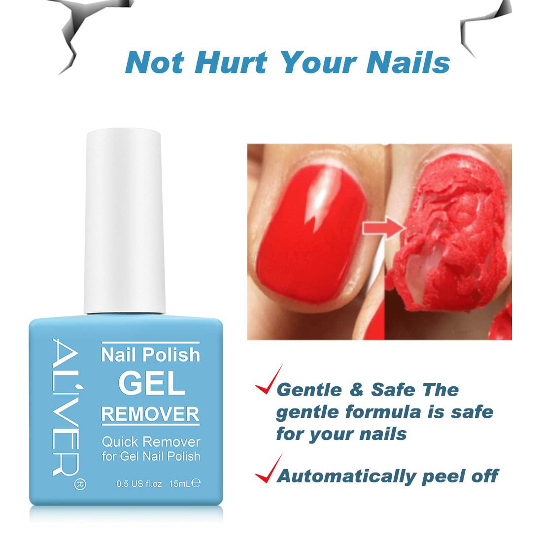 Buy Aliver Magic Nail Polish Remover, Professional Soak Off Gel Nail Polish  Removal, 3-5 Minutes Quick Nail Polish Cleaner Brush on 15ml Travel Size  Non-Acetone Gift for Nail Art Lovers Online at