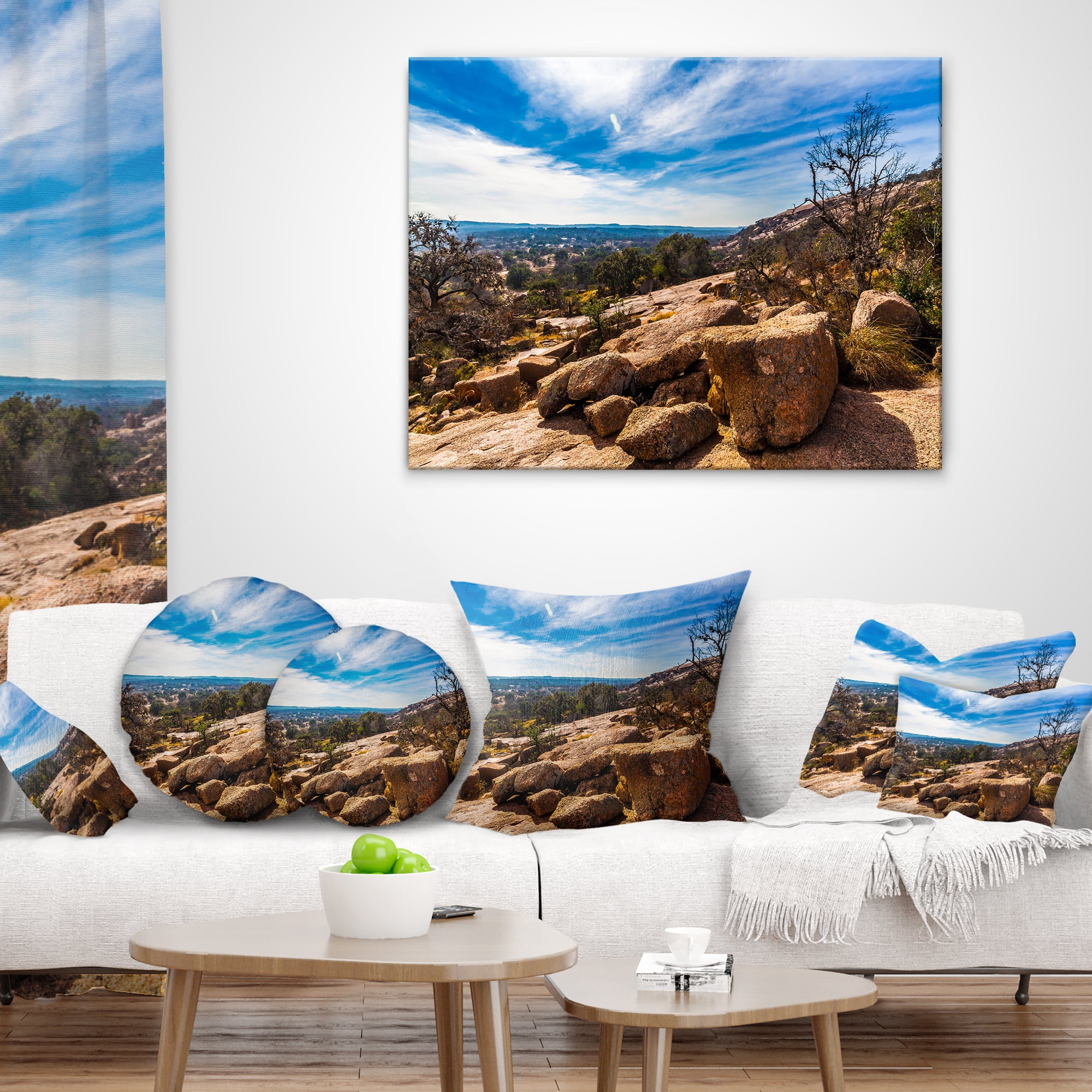 Designart Boulders of Legendary Enchanted Rock - Landscape Printed Throw Pillow - 16x16