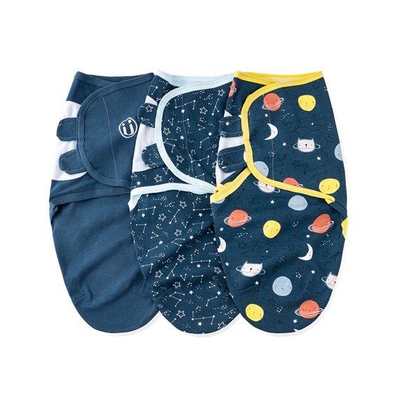 Mantita insular SU3007 3PCS Baby Swaddle Wrap Manta Manta de dormir infantil de algodón suave con lindo patrón Space Planet para bebés recién nacidos Niños Niñas insular Mantita