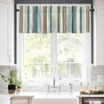 thumbnail image 5 of Bohemian Vertical Stripe Valances for Windows Green Beige Simple Lines Rod Pocket Curtain Valance Window Treatment Short Curtains for Kitchen Living Room, 60"x18", 5 of 5