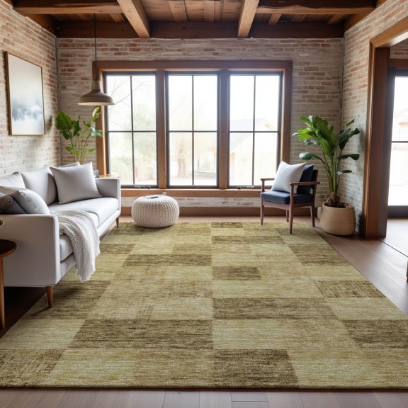 Addison Rugs Mayfield Premium Machine Washable Transitional Geometric Gold Rectangle Rug, 8' x 10'
