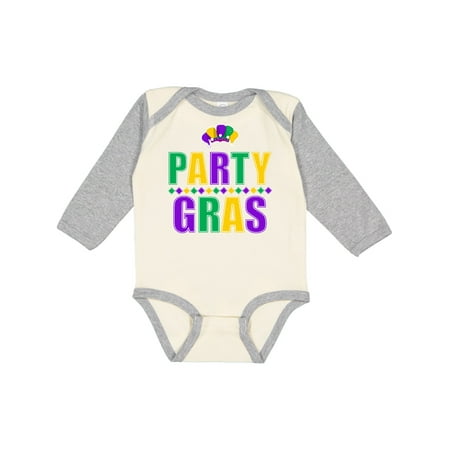 

Inktastic Party Gras Mardi Gras Gift Baby Boy or Baby Girl Long Sleeve Bodysuit