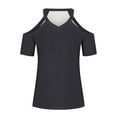 thumbnail image 4 of bnaln Summer T-Shirts for Women Sexy Cold Shoulder Tops Ladies Blouses Solid Color V Neck Short Sleeve Shirts Casual Dressy Blouse Loose Fit Tshirts Tunic Tops Tees Trendy Pullover, 4 of 5