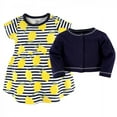 thumbnail image 2 of Touched by Nature Baby and Toddler Girl Organic Cotton Dress and Cardigan 2pc Set, Lemons, 3-6 Months, 2 of 4