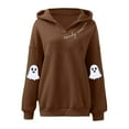 thumbnail image 6 of YOIAVAIOY Womens Halloween Ghost Hoodies Oversized Boyfriend Hooded Sweatshirt Long Sleeve Letter Graphic Pullover Fall Fashion Hoody Tops with Kangaroo Pocket Coffee XXL, 6 of 6