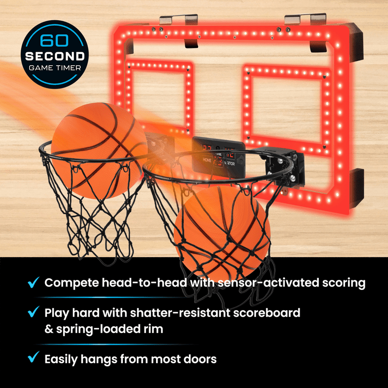 Over-the-Door Basketball Dual Hoop, Indoor Sports Game, Plastic