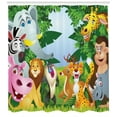 thumbnail image 3 of Ambesonne Cartoon Shower Curtain, Savannah Jungle Funny Art, 69"Wx84"L, Multicolor, 3 of 3