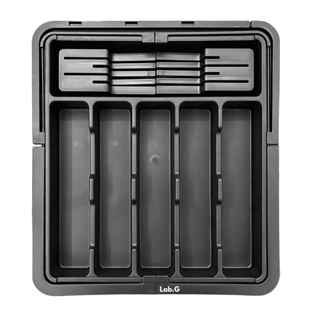 Bandeja Extensible Lab.G Para Cajones De Cocina 9 Compartimentos Negro Gris