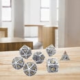 thumbnail image 4 of 7 Unids Dragon Dungyon Hollow-Tallado Tallado Metal Polyedral Dice Tabletop Game Bright Silver Gold Sunnimix Dados polihédricos huecos, 4 of 8