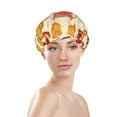 thumbnail image 3 of Kdxio Cups of Tea Print Shower Cap for Women,Elastic and Reusable,Double Waterproof Layers Bathing Hat, 3 of 9