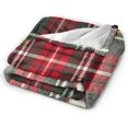 thumbnail image 4 of Scottish Tartan Red And White Wool Plaid Pattern Flannel Fleece Bed Blanket, 4 of 7
