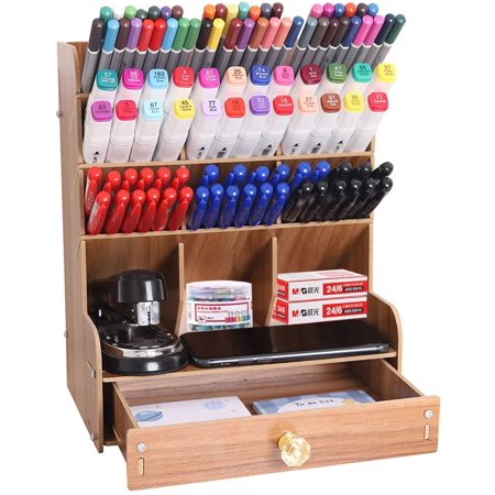 KSCD Wooden Pencil Holders,Multi-Functional Desk Pen Holder Organizer ...