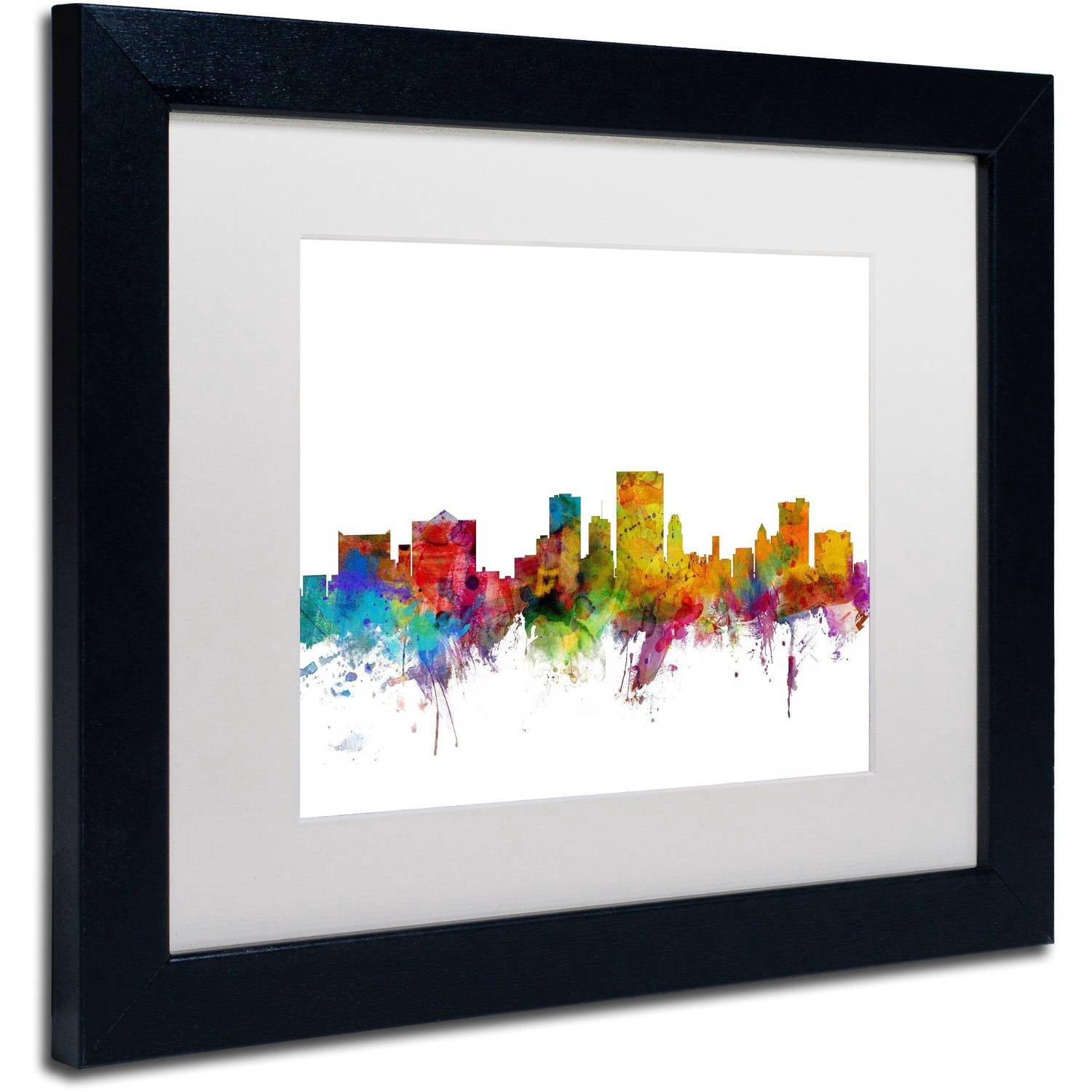 Trademark Fine Art 'El Paso Texas Skyline' Canvas Art by Michael Tompsett, White Matte, Black Frame