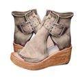 thumbnail image 2 of KBODIU Women's High-top Wedge Sandals Thick-soled Fish Mouth Roman Sandals Summer Casual Shoes Khaki 37, 2 of 4