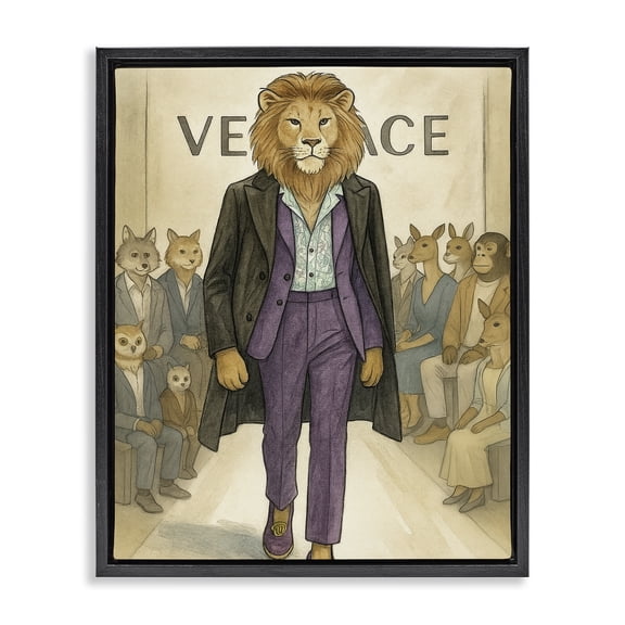Stupell Industries Fashion Runway Lion Black Framed Floater Canvas Wall Art, design by Grotto Studios