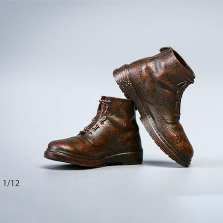 

1/12 Men Leather Shoes for Doll Toys Boy Figures Accessory - Brown B 3cm