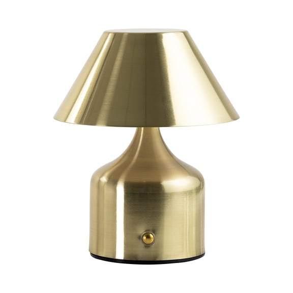 Mainstays LED Portable Cordless Table Lamp with Touch Control, Dimmable CCT, 6 in, Brushed Gold