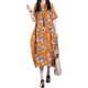 thumbnail image 2 of Vestido suelto de algodón vintage para mujer, manga corta con cuello redondo/vestido retro largo Romacci Amarillo S, 2 of 7