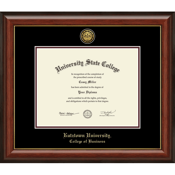 Kutztown University College of Business Diploma Frame, Document Size 11" x 8.5"