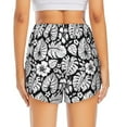 thumbnail image 4 of Uemuo Tropical Leaves Pattern Women's Athletic Shorts High Waisted Running Shorts with Liner Pockets Gym Elastic Workout Shorts-, 4 of 9